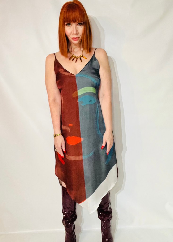 H&M graphic print slip dress - Vintage Fashion Magazine photos - outfit inspiration inspo 