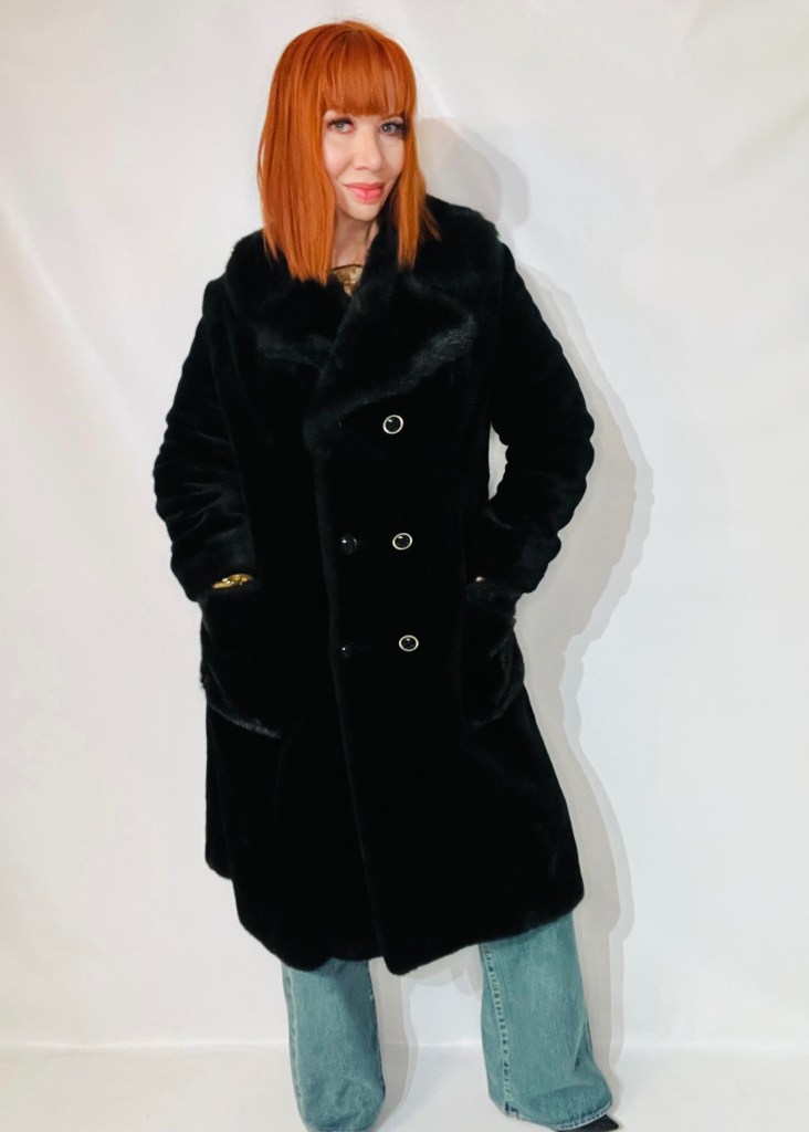 Vintage 1960s black faux fur coat - Vintage Fashion Magazine photos - outfit inspiration inspo 