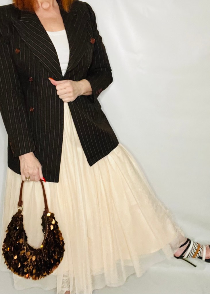 Y2K Dolce & Gabbana pinstriped jacket - Vintage Fashion Magazine photos - outfit inspiration inspo 